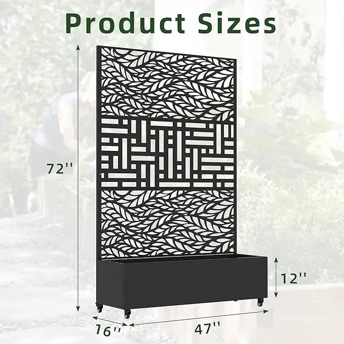 Casaphoria Metal Raised Garden Bed with Trellis and Wheels, 72"x47"x16" Planter Box for Climbing Plants, Vegetables & Vines, Features Drainage Holes and Privacy Screen, Black(Spring&Helen) by GreenHaven Gardens