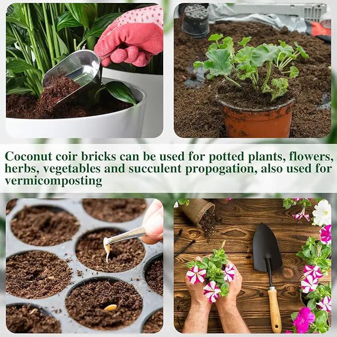 ZeeDix 10 Pack Premium Coco Coir Brick, Organic Compressed Coconut Coir Bricks Seed Starter Potting Soil for Plants, Coconut Fiber Substrate with Low EC & pH Balance for Gardening Flower Herbs by GreenHaven Gardens
