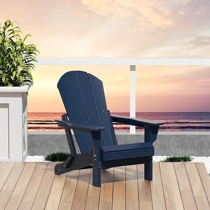 Westin Outdoors Laguna WO Home Outdoor Adirondack Folding Chair Lounger Seat Traditional Retro Home Furniture for Beach, Balcony, Backyard, Lawn, Patio, Pool, Deck, Garden (Navy Blue) by GreenHaven Gardens