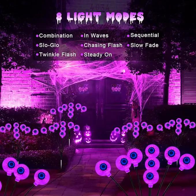 Solar Eyeball Lights Outdoor Waterproof 4 Pack 32 LED Halloween Eyeball Lights 8 Modes Scary Eyeballs Swaying Lights Eyeballs Halloween Decoration for Outside Yard Garden Party Decor (Purple) by GreenHaven Gardens