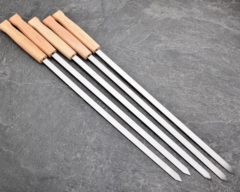 17-Inch 24 Pack Long Flat BBQ Skewers, HONSHEN 3/8 Inch Stainless Steel Wide Blade with hardwood Handle barbecue skewers for Grilling Meat,Chicken,Shrimp,Vegetables (17Inch Flat BBQ Skewers 24p) by GreenHaven Gardens