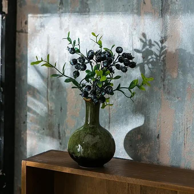 JOJUNO Glazed Rustic Bud Vase Set of 4 - Small Ceramic Mini Pottery Vases in White, Yellow, Green, Red - Ideal for Fresh & Dried Flowers - Modern Farmhouse Décor for Living Room, Shelves, Dining Table by GreenHaven Gardens