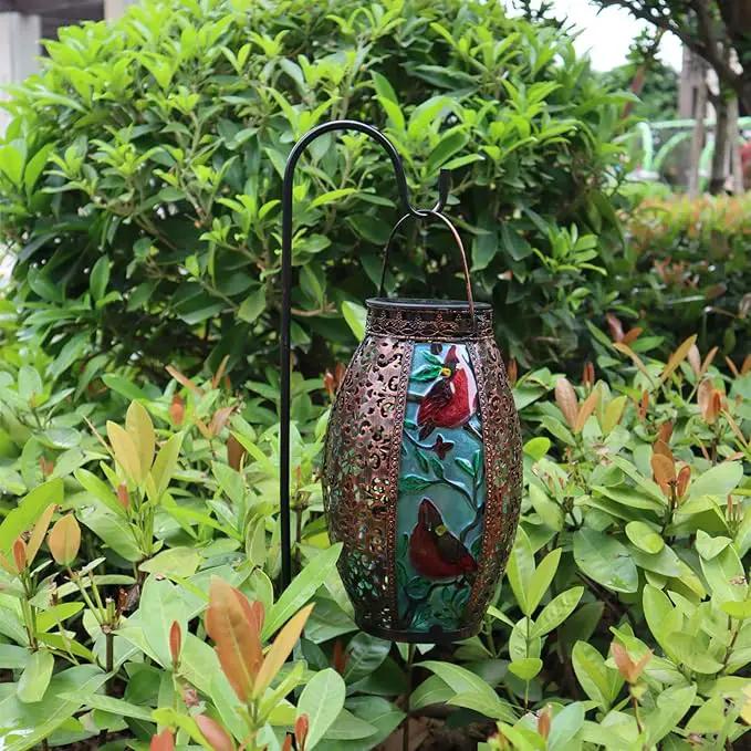 Outdoor Solar Lantern-Waterproof Hummingbird Hanging Metal Decorative Lights for Patio Table Garden Pathway Yard with Super Bright Warm White LED, Large Solar Panels, Auto On/Off Sensor by GreenHaven Gardens