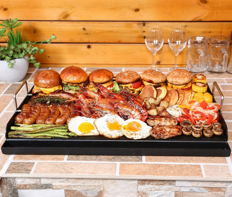 Nonstick Cast Iron Griddle for Gas Grill Nanoceramic Stove Top Griddle for Gas Stove 25" x 16" Flat Top Plate Cooking Skillet Pan Teppanyaki for Camping Outdoor Tailgating Plancha Para Cocinar by GreenHaven Gardens