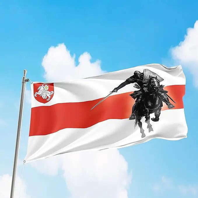 Belarus Knight Flag 3x5 Feet – Resistance Symbol with Knight On Horseback, Brass Grommets for Protests and Solidarity, Lightweight and Easy to Hang on Flagpoles, Built to Withstand Outdoor Conditions by GreenHaven Gardens