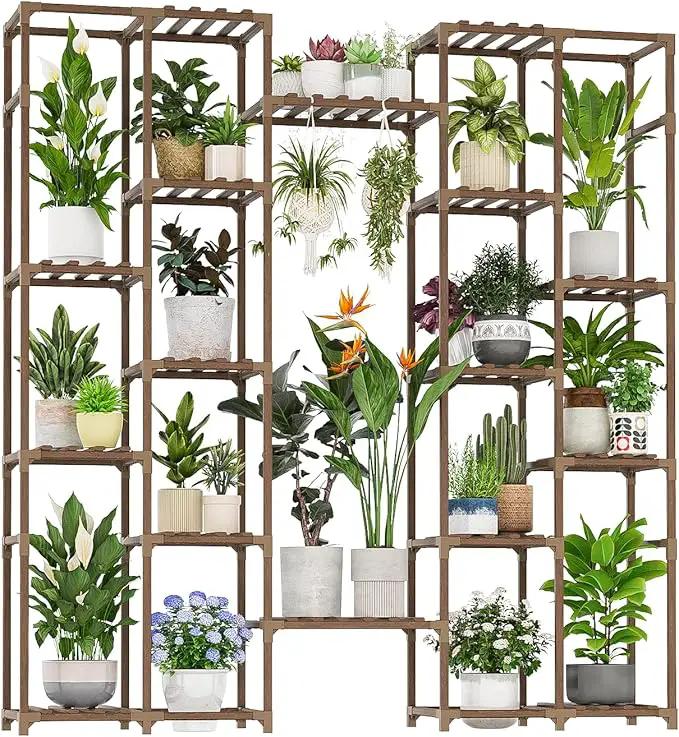 Plant Stand Indoor Tall Hanging Plant Shelf 16 Tiers Large Outdoor Plant Rack for Multiple Plants Wood Plant Holder for Living Room Garden Balcony by GreenHaven Gardens