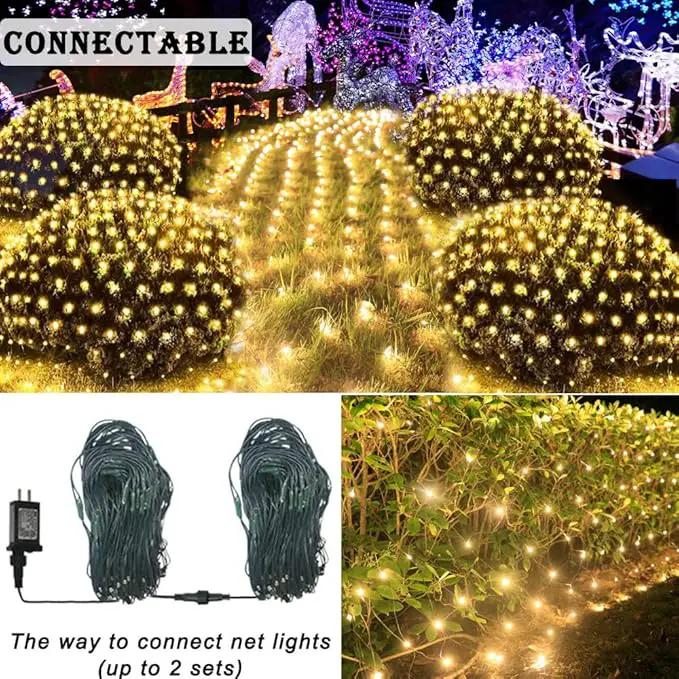 360 LED Christmas Net String Lights Outdoor, 21ft x 5ft Waterproof Warm White Mesh Giant Net, 8 Modes Connectable Fairy Lights for Bushes Tree Garden Home Party Decor by GreenHaven Gardens