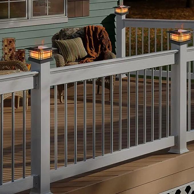 Dynaming 6 Pack Solar Flame Post Lights Outdoor, Solar Powered Fence Post Cap Lights, High Brightness Flickering Flame SMD LED Lighting Decor for Garden Deck Patio, 4x4, 5x5 or 6x6 Vinyl/Wooden Posts by GreenHaven Gardens