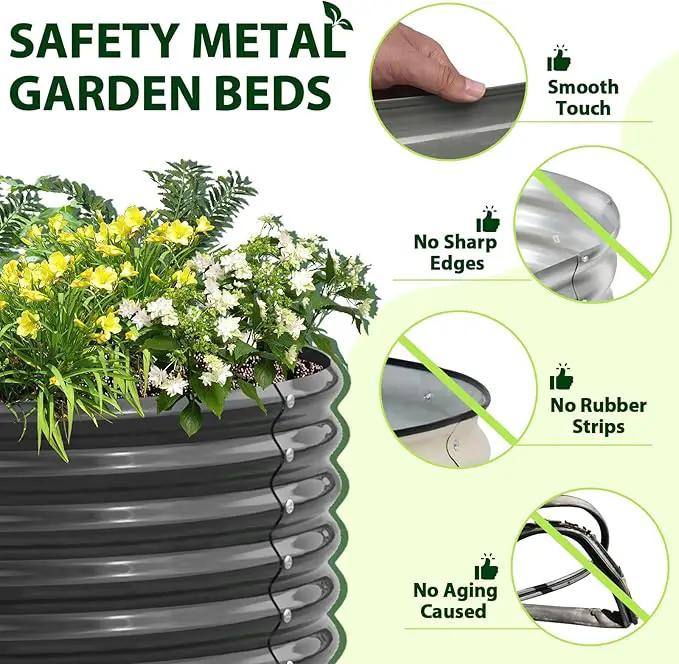 A ANLEOLIFE 8X4X1.5 ft Galvanized Raised Garden Beds Outdoor, Oval Large Metal Planter Box for Planting Vegetables Flowers Herb, Anti-Rust & Easy-Setup, Quartz Grey by GreenHaven Gardens