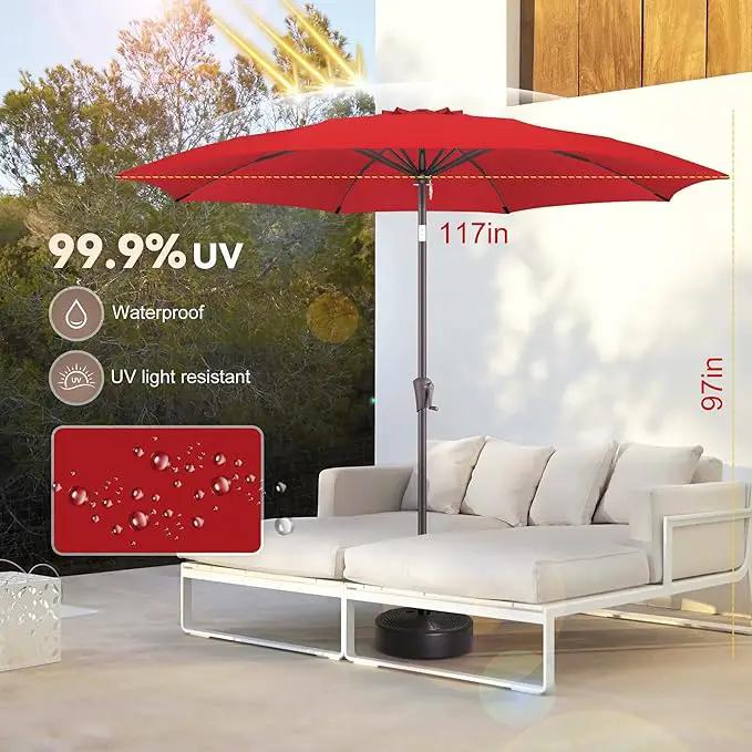 10ft Outdoor Patio Umbrella - Table Umbrella Waterprool UV Protection, Sombrillas de Patio with Push Button Tilt&Crank, Sun Umbrella for Pool, Porch, Garden, Deck, Backyard(Red) by GreenHaven Gardens