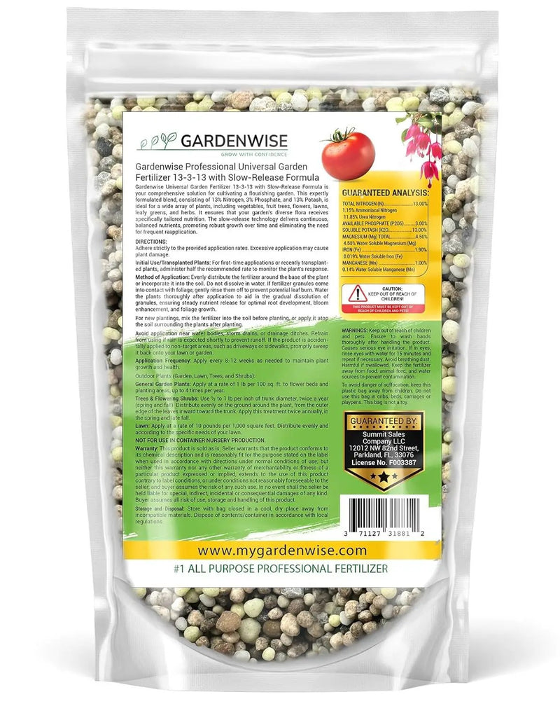 Professional Universal Garden Fertilizer 13-3-13 with Slow-Release Formula (0.5 Quart) by GreenHaven Gardens