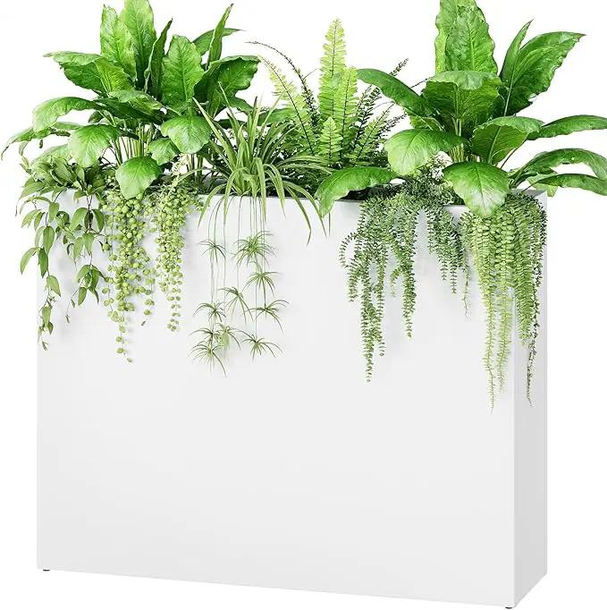 Stoog 38" Large Planters for Outdoor Plants, All-Weather Rectangular Metal Planter Box with Removable Insert Shelf, and Modern Design – Ideal for Plants, Flowers, Vegetables, Garden, White by GreenHaven Gardens