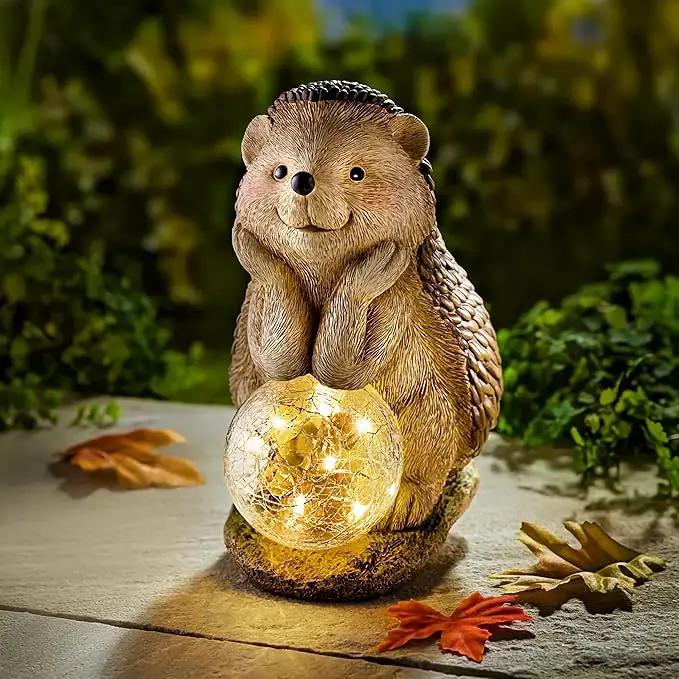 Elenon Hedgehog Decor Solar Lights Statue, Garden Figurines Outdoor Decorative, Yard Art Sculptures & Statues for Patio Yard Pathway by GreenHaven Gardens