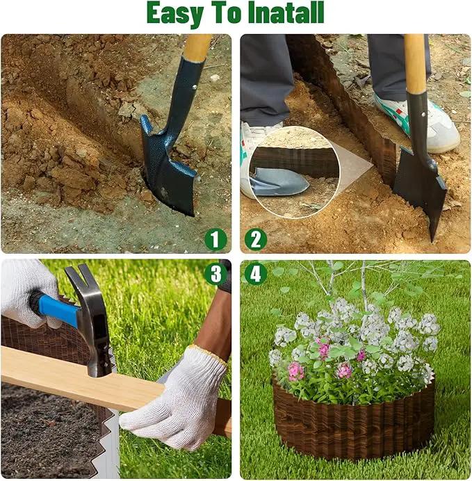 SnugNiture Corrugated Metal Garden Edging,6"×80'Sturdy Lawn Edging Border,Landscape Edging Border for Lawn, Flower Bed,Garden and Yard(Brown) by GreenHaven Gardens