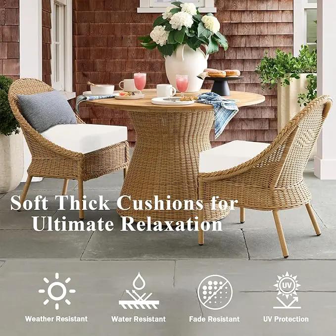 Outdoor Chair Cushions Set of 2, Waterproof Foam Patio Seat Cushions with Ties for Garden Sofa & Dining Furniture, 3-Year Color Fastness, 16x17x2 Inch, Beige by GreenHaven Gardens