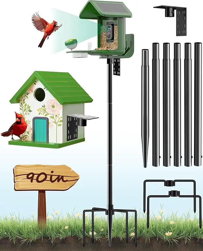 Bird Feeder Pole – 90 Inch Height Bird House Pole with 1-Inch Dia Heavy Duty for Birdfeeders, Feeding Stand with Mount Kit for Outdoor, Slip-Fit Connection by GreenHaven Gardens