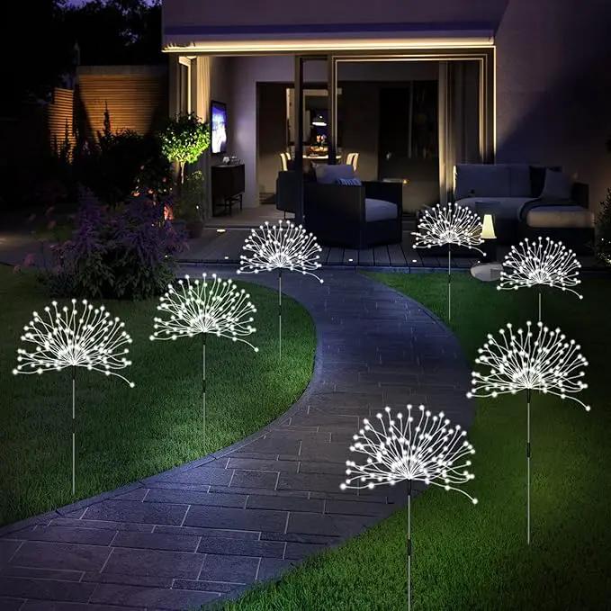 Unihoh Solar Garden Lights Outdoor, 4 Pack 120 LED Waterproof Decorative String Lights 8 Modes with Remote DIY Outdoor Decor for Pathway Walkway Yard (Cool White) by GreenHaven Gardens