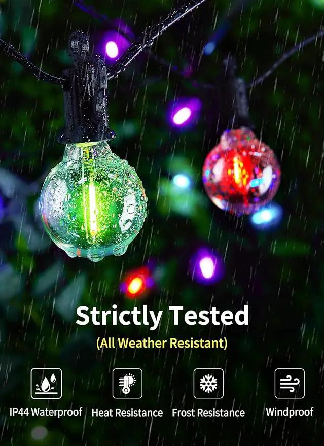 Brightown RGBW Outdoor String Lights, 25FT LED Patio Lights with Remote and Timer, Commercial Grade Waterproof Hanging Lights with 13 Shatterproof Bulbs(1 Spare) for Backyard Porch Garden Party Decor by GreenHaven Gardens