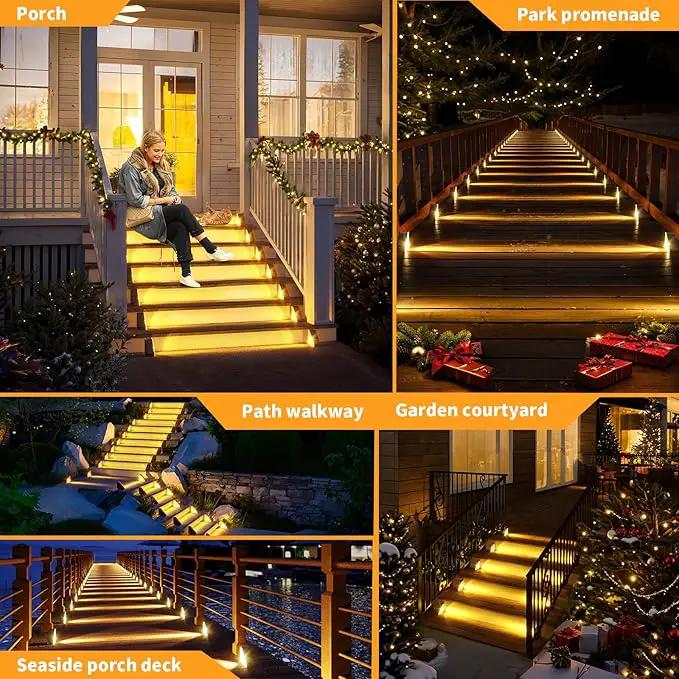 KINKAI Solar Step Lights for Outside, 8 Pack Triangle Stair Light Outdoor Waterproof Deck Lighting for Garden, Patio, Yard, Front Door, Porch Decor (Warm Light) by GreenHaven Gardens