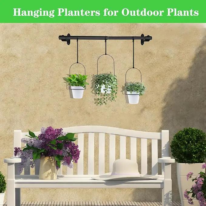 DOUBFIVSY Hanging Planters for Indoor Plants Plant Hanger, Adjustable Hanging Window Planter Hanging Wall Planter for Garden, 25in Plant Shelves Metal Holder Rod with Pots (Black) by GreenHaven Gardens