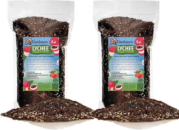 Premium Lychee Potting Soil Mix - Perfect Balance of Nutrients, Drainage, and Aeration for Thriving Lychee Trees - 10 Quart by GreenHaven Gardens