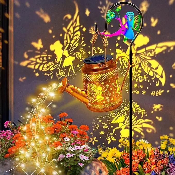 Solar Lanterns Outdoor Waterproof,Metal Watering Can Garden Decor,Fairy Hanging Solar Path Lights Yard Art,Outside Patio Decorations Gardening Birthday Gifts for Mom Grandma Women（with Shepherd Hook） by GreenHaven Gardens