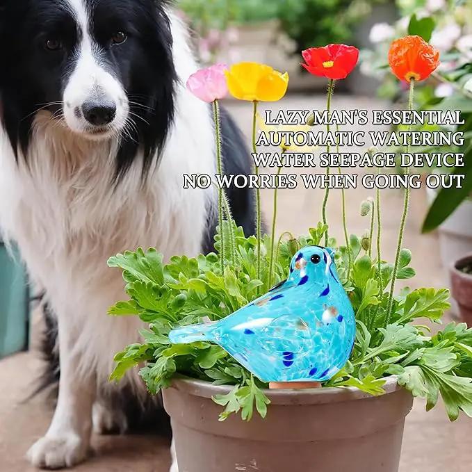Glass Bird Shaped Plant Watering Ball Glass Automatic Watering Ball Flower Pot Insertion Spike Drip Irrigation Device Watering Ball Irrigation System Plant Enthusiast Gift (Light Blue) by GreenHaven Gardens