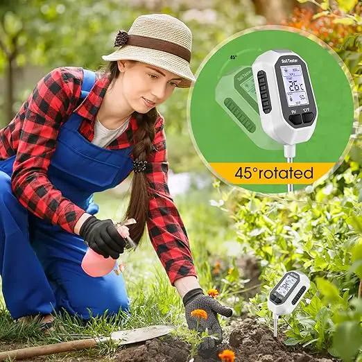 4-in-1 Soil Moisture Meter Digital Plant Temperature/Soil Moisture/PH Meter/Sunlight Intensity Backlight LCD Display Soil Test Meter for Gardening, Farming and Outdoor Plants by GreenHaven Gardens
