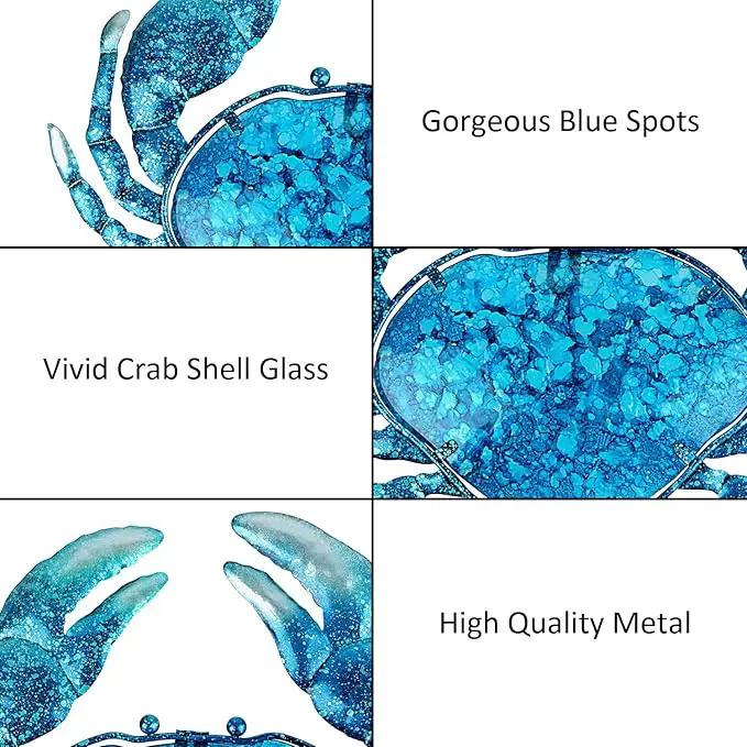John's Studio Crab Wall Decor Outdoor Metal Bathroom Hanging Art Glass Blue Ocean Theme Decorations for Home, Pool and Patio by GreenHaven Gardens