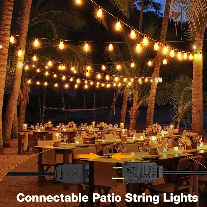 GLUROO Outdoor String Lights 180FT, 90+6Pcs Vintage Bulbs Shatterproof 2700K LED Patio String Lights Waterproof, Connectable Edison Style Lights, Hanging Lights for Backyard, Bistro by GreenHaven Gardens
