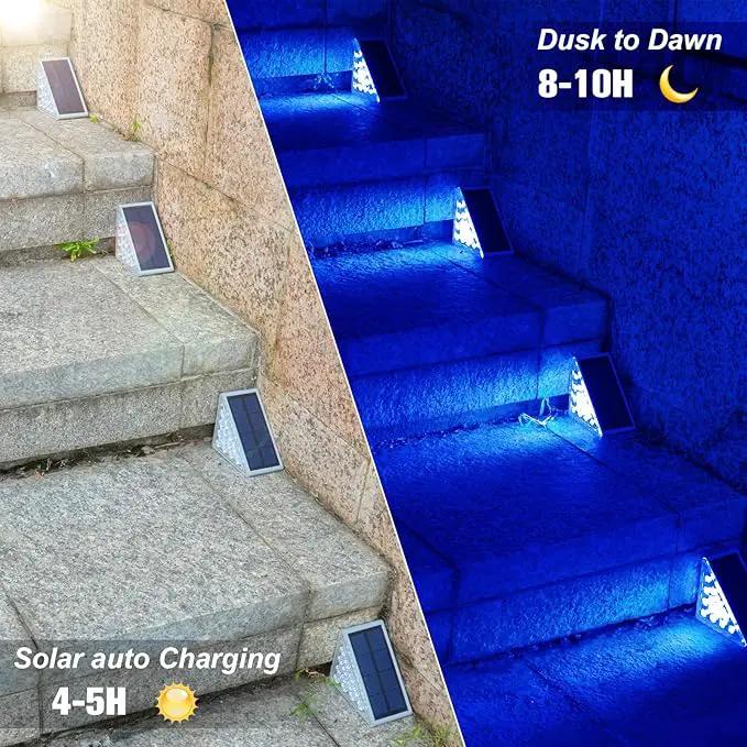 VOLISUN Solar Stair Lights 6 Pack, Solar Step Lights Outdoor Waterproof IP67, LED Outdoor Step Light,Outdoor Light Decor for Garden Stair, Deck, Front Step and Front Porch（Blue Lighting） by GreenHaven Gardens
