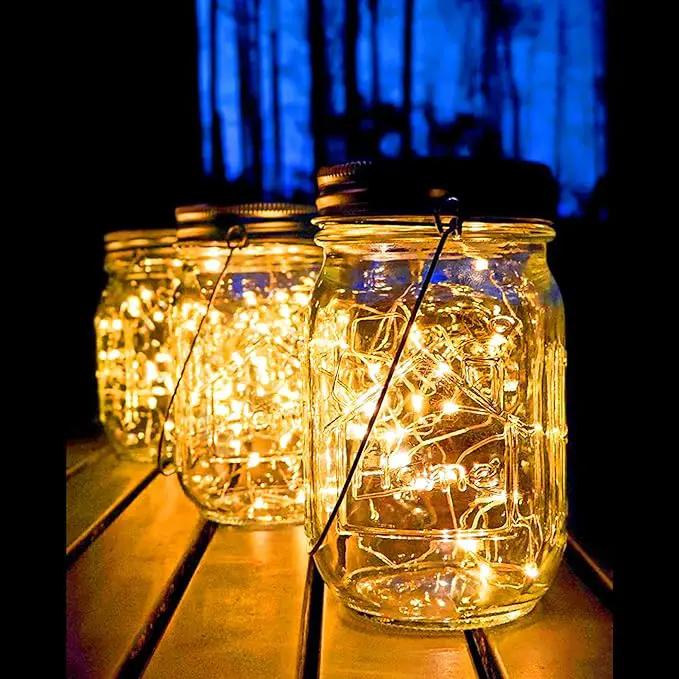 Mason Jar Solar Lights,8 Pack 30 LEDs Fairy Hanging Mason Jar Lights,Solar Lanterns for Outdoor Patio Party Garden Wedding Christmas Decor Lights(Mason Jars/Handles Included) by GreenHaven Gardens