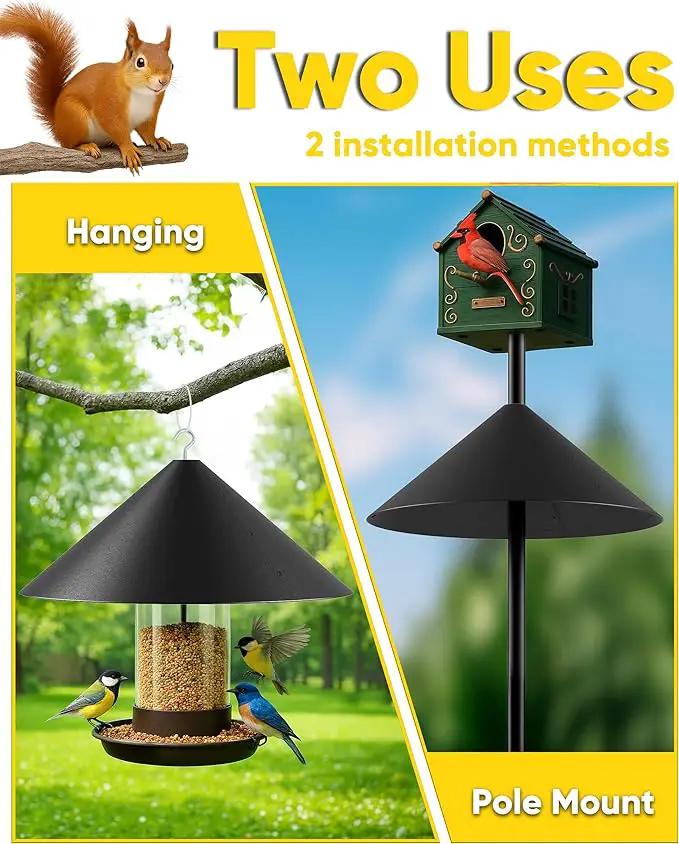 19 Inch Metal Squirrel Baffle for Bird Feeder Pole, Squirrel Proof for Hanging Bird Feeder, Outdoor Cover for Rain, Rust Proof Chew Proof Heavy, 1 Pack by GreenHaven Gardens