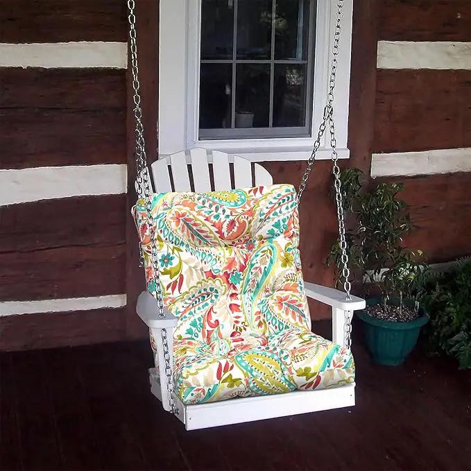 LVTXIII Outdoor Low Back Chair Cushions, Seasonal Replacement Adirondack Chair Cushion with Ties, Patio Waterproof Seat Cushions for Home Garden Use, 21 W x 21 D, Set of 2, Pretty Paisley by GreenHaven Gardens
