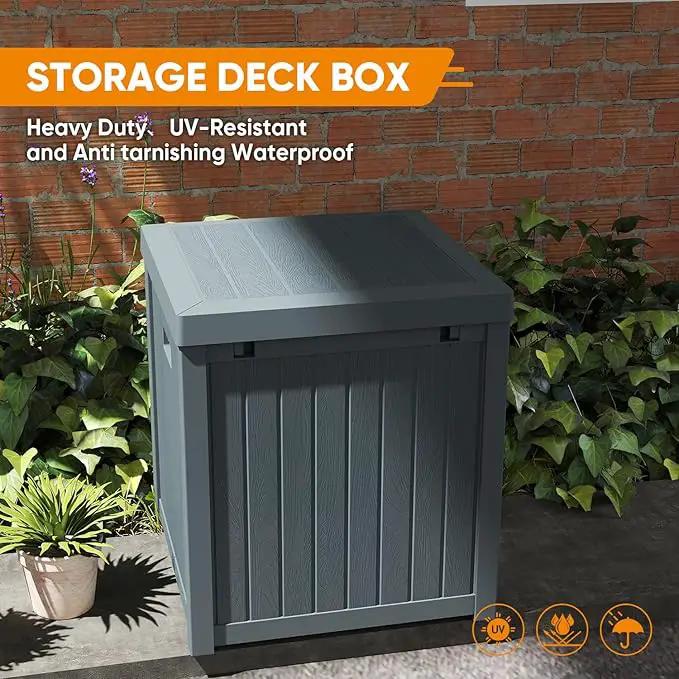 51 Gallon Resin Deck Box, Outdoor Storage Box Waterproof for Patio, Garden, Pool, and Deck, Storage Solution for Cushions, Tools, Delivery Packages, Grey by GreenHaven Gardens