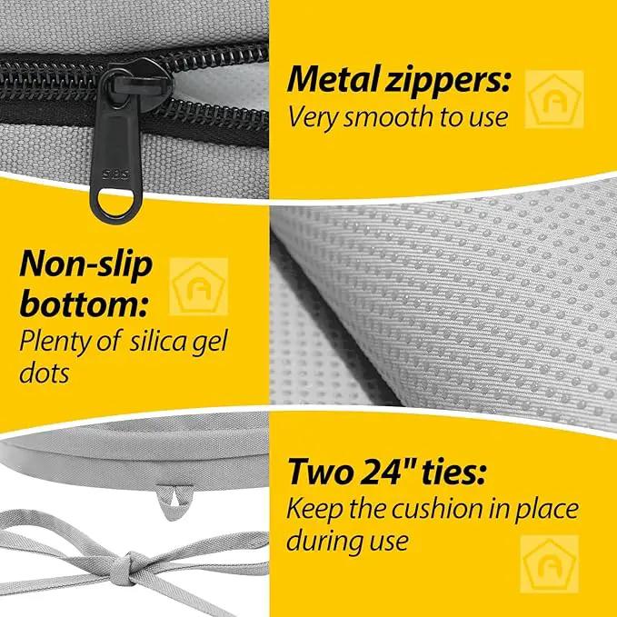AAAAAcessories Outdoor Seat Cushions for Chairs, Waterproof, Fade-Resistant Patio Furniture Replacement Cushions, 15" x 15" x 2", Set of 2, Gray by GreenHaven Gardens