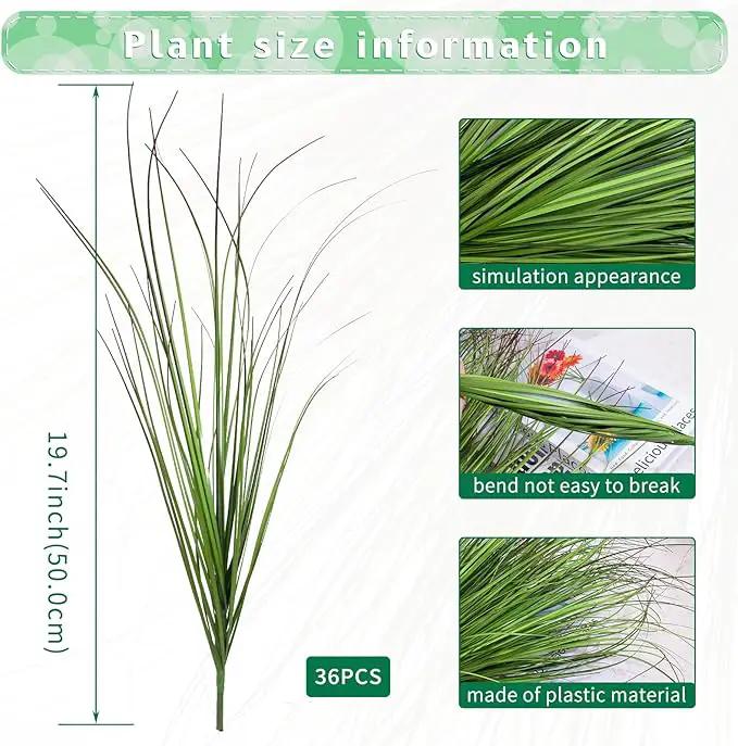 36Pcs Artificial Grass Plants, Faux Shrubs Wheat Grass, Fake Tall Grass Plants for Outdoor Decor, Greenery Stems Weed for Room Indoor Home Decor（Green Red Tail by GreenHaven Gardens