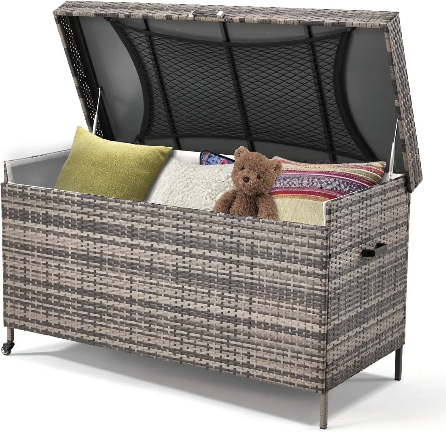 HOMREST Large Deck Box, Outdoor Wicker Storage Container with 240 Gallon, Patio Rattan Furniture for Garden Tools, Pillows, Pool, Brown by GreenHaven Gardens
