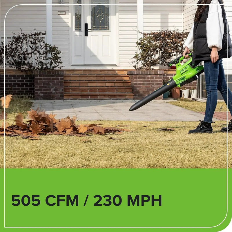 Greenworks 40V (230 MPH / 505 CFM) Cordless Brushless Leaf Blower/Vacuum with Bag, High Power, Lightweight & Quiet for Yard Debris Cleanup, Includes 5.0Ah Battery & Charger by GreenHaven Gardens