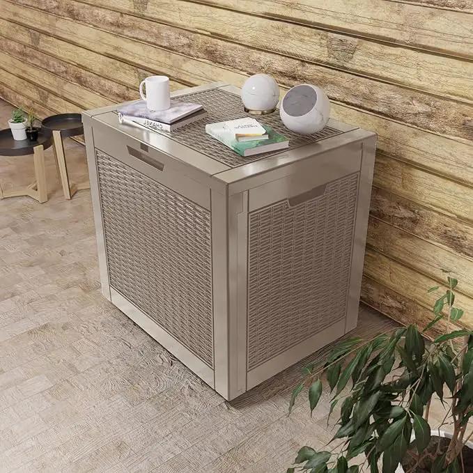 31 Gallon Outdoor Storage Box – Waterproof Deck Box for Garden & Patio,Light Brown by GreenHaven Gardens