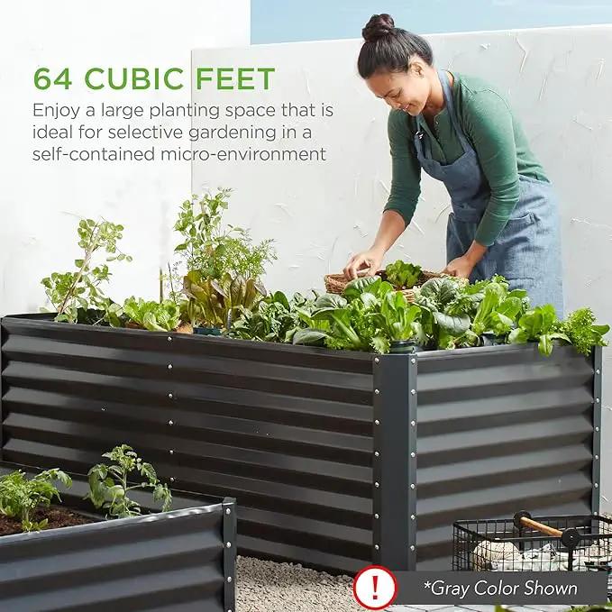 Best Choice Products 8x4x2ft Outdoor Metal Raised Garden Bed, Deep Root Planter Box for Vegetables, Flowers, Herbs, and Succulents w/ 478 Gallon Capacity - Royal Red by GreenHaven Gardens