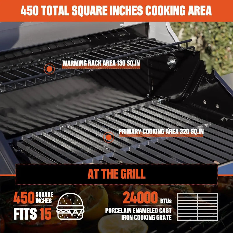Monument Grills 2-Burner Stainless Steel Liquid Propane Gas Grill, Two Foldable Shelves Patio Garden Barbecue Grill with Clearview® Lid, Knob Control Mesa220, Black by GreenHaven Gardens