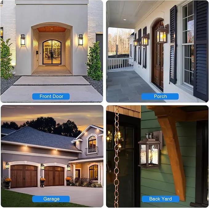 VIANIS Outdoor Motion Sensor Lights for House Oil-Rubbed Bronze, Exterior Waterproof Porch Lights Fixture Wall Mount for House, Aluminum Wall Lantern with Tempered Ripple Glass for Garage Entrance by GreenHaven Gardens
