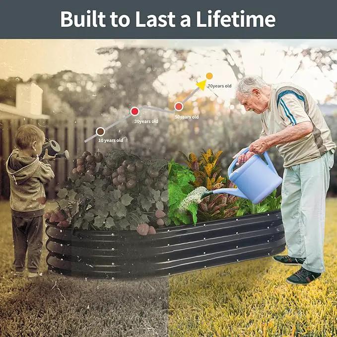 Kesfitt Raised Garden Bed Kit,Outdoor Galvanized Planter Raised Boxes with Safety Edging and Gloves,Large Metal Raised Garden Beds for Gardening Vegetables,Fruits,Flower(6x3x1FT) by GreenHaven Gardens