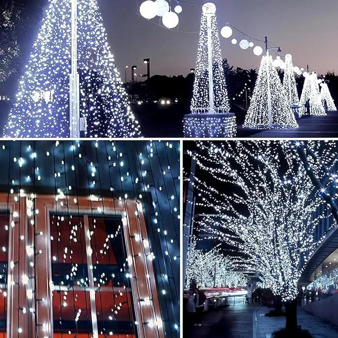 4 Pack 400 LED Solar String Lights for Outside, Solar Christmas Lights Outdoor Waterproof, Green Wire Twinkle Light with 8 Lighting Modes for Xmas Tree Wedding Party Garden Decorations (Cool White) by GreenHaven Gardens