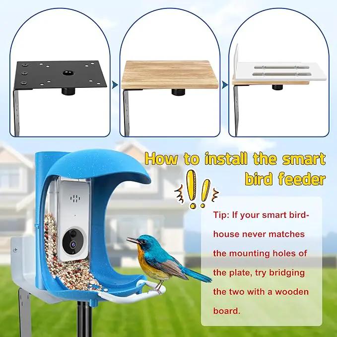 Ottsuls Bird Feeder Pole, 76 Inch Heavy Duty Bird House Pole Kit for Outdoors, with Wooden Board, 5-Prong Base Feeding Station for Wild Birds Watching, Adjustable Feeder Stand (House Not Included) by GreenHaven Gardens