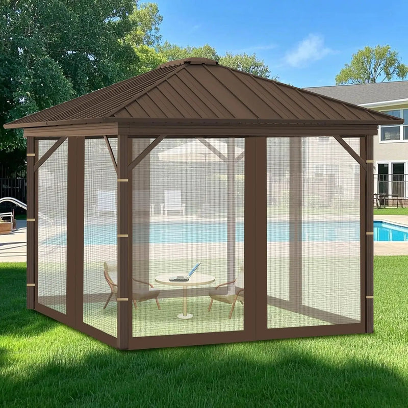 Replacement Gazebo Mosquito Netting 10' x 12',Universal Netting for Canopy Tent,4-Panel with Zipper for Outdoor Patio,Backyard (Mosquito Net Only,Brown) by GreenHaven Gardens