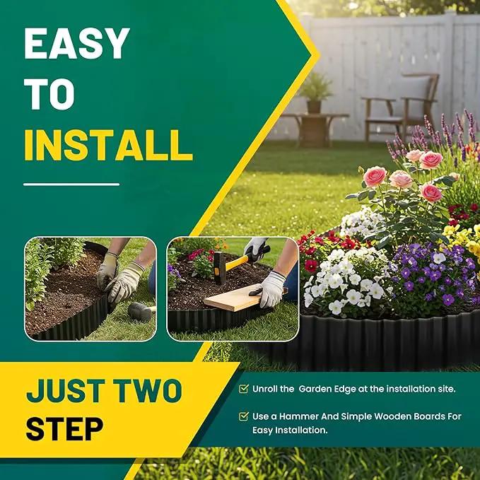 Corrugated Metal Garden Edging, 8"×20Ft Durable Landscape Border for Garden, Lawn, Flower Beds and Paver Edging (Black) by GreenHaven Gardens