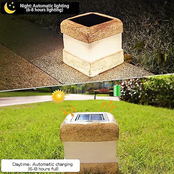 2 Pack Solar Rock Lights Outdoor - Solar Garden Decor Landscape Pathway Lights Waterproof with Warm LED Lights for Table Patio Yard Garden Walkway Decor(Brown) by GreenHaven Gardens