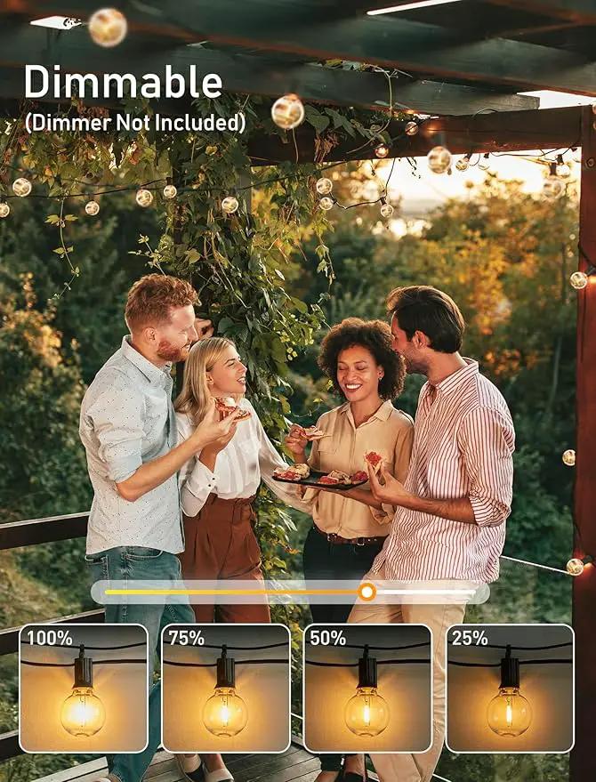 Brightown Outdoor String Lights - 2 Pack Globe Patio Lights 100 Ft with 50 G40 Shatterproof Bulbs, Waterproof Connectable Commercial Hanging Lights for Backyard Bistro Porch Cafe by GreenHaven Gardens